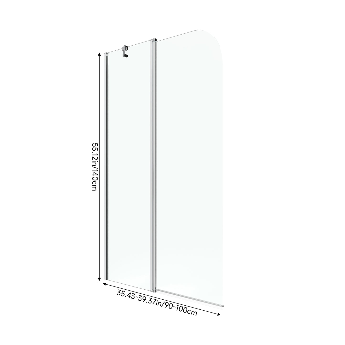 2-Section 180ยฐPivot Over Bath Shower Screen