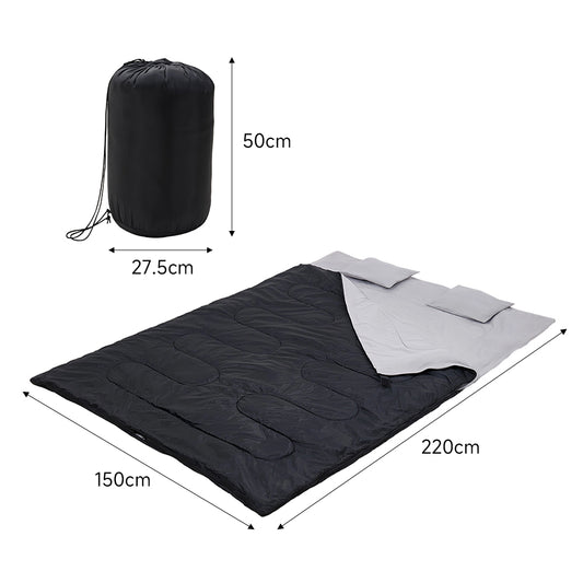 Large Double Sleeping Bag with Two Pillows