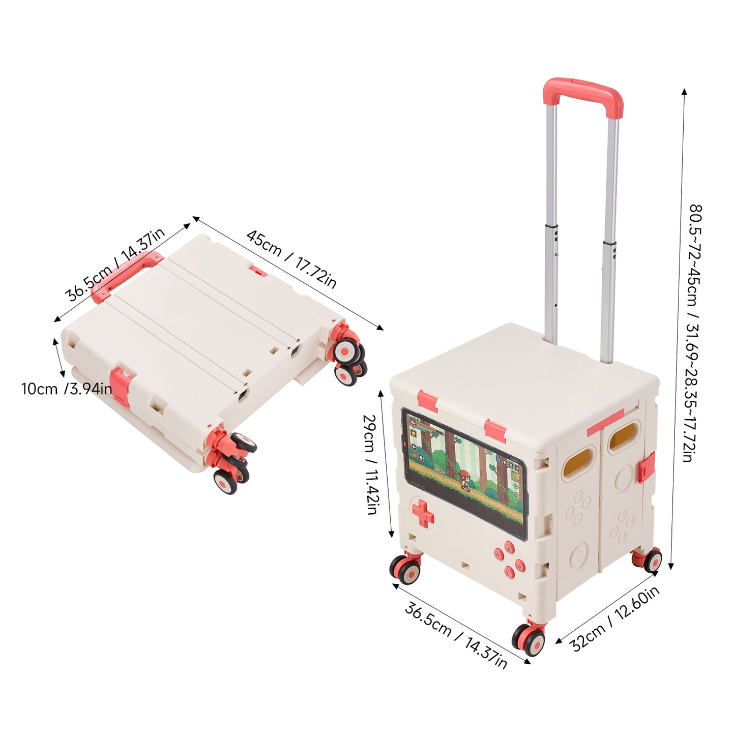 Folding 32L Shopping Trolley Cart with Wheels