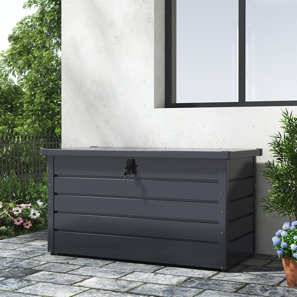 350L Metal Lockable Garden Storage Box Patio Waterproof Box