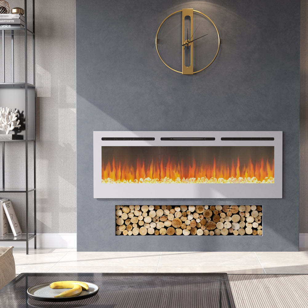 Linear Recessed Electric Fireplace with Remote Control