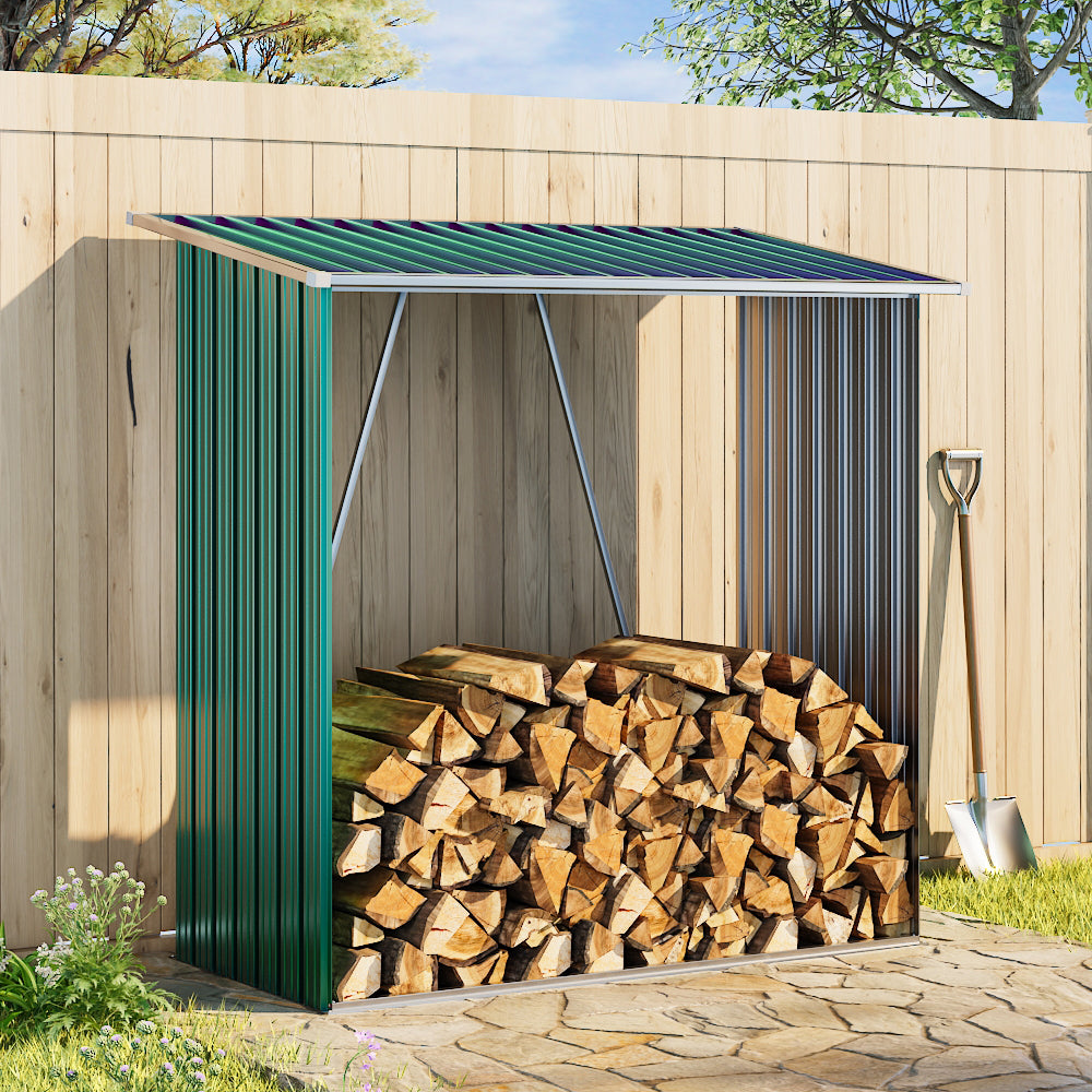 Garden Outdoor Metal Firewood Log Storage Shed