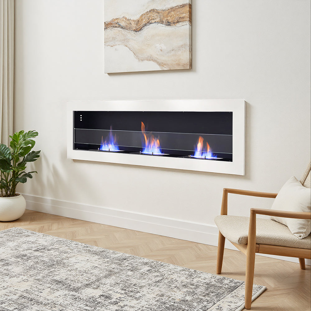 Wall Mounted Stainless Steel Recessed Ethanol Fireplace