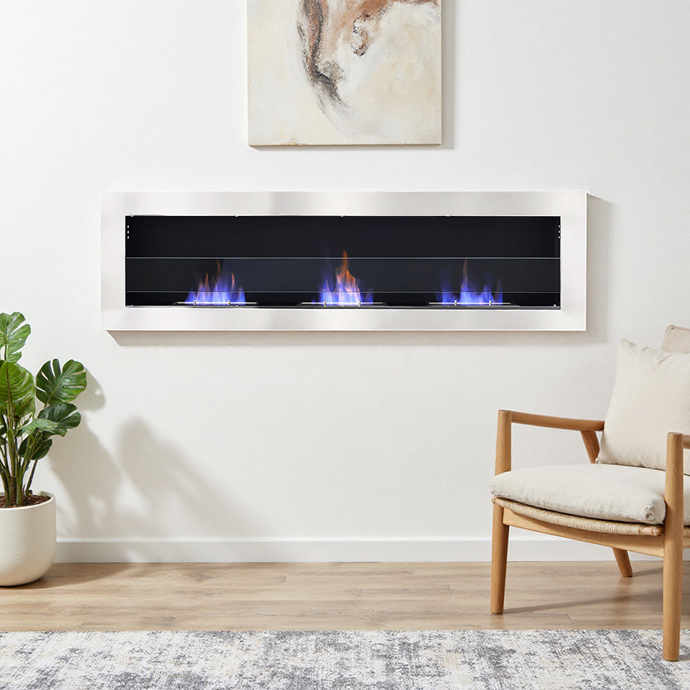 Wall Mounted Stainless Steel Recessed Ethanol Fireplace