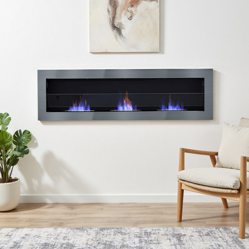 Wall Mounted Bio Ethanol Fireplace with Adjustable Flames