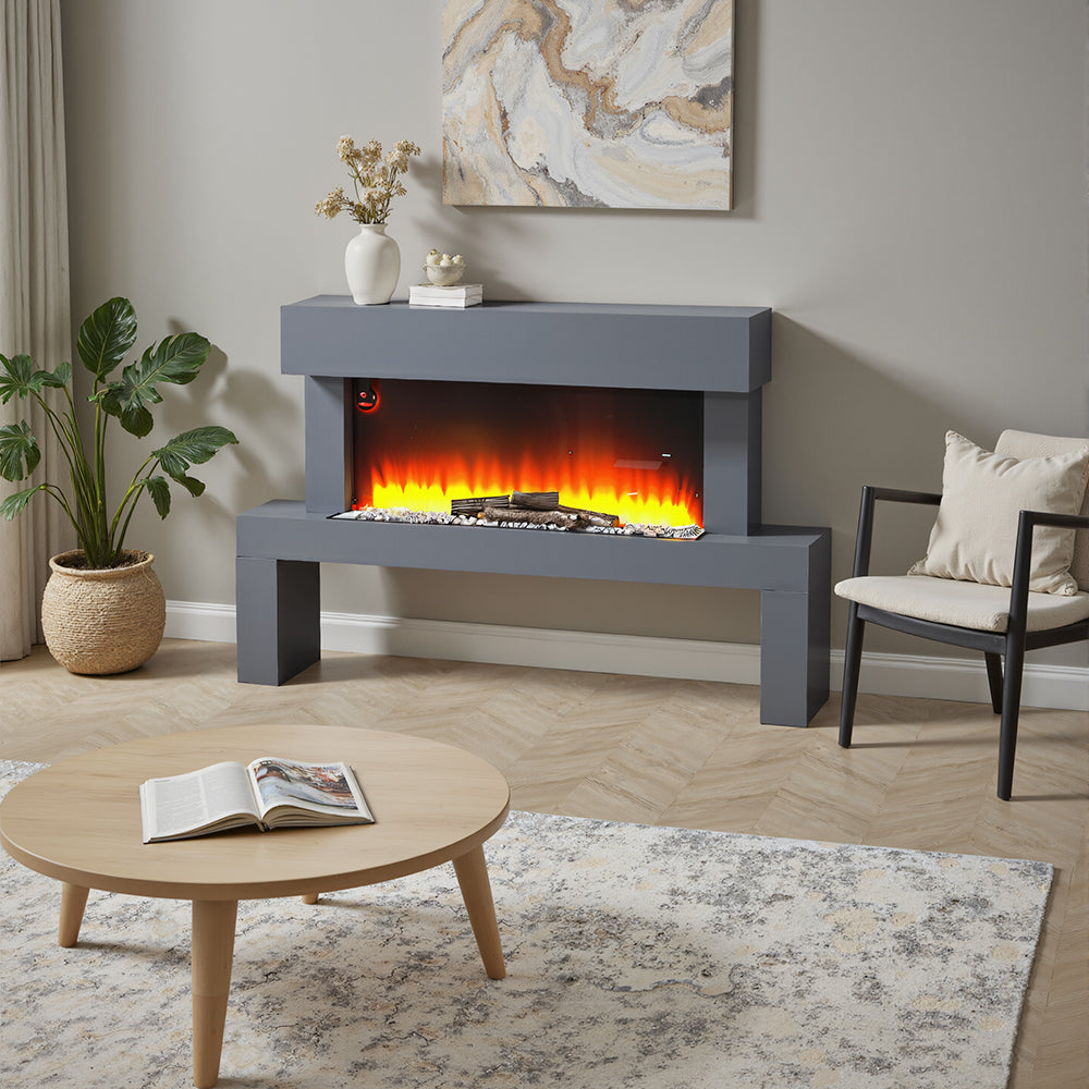 Dark Grey Freestanding Electric Fireplace