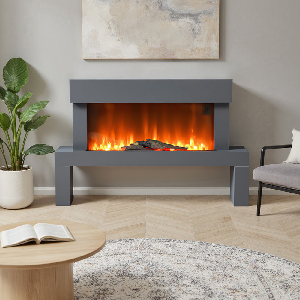 Dark Grey Freestanding Electric Fireplace