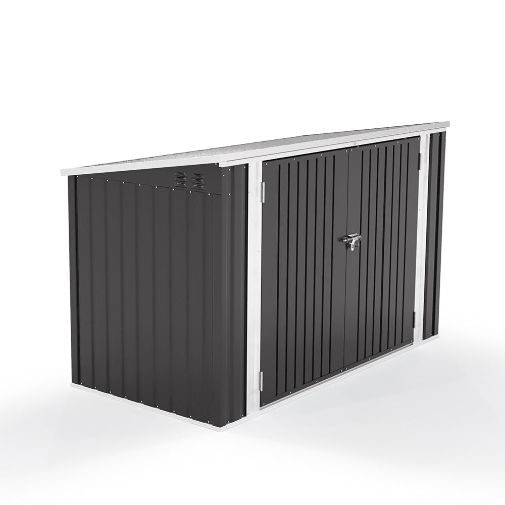 Black/Green/Grey Steel Lockable Garden Bicycle Storage Shed