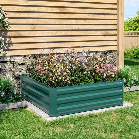 Galvanized Steel Square Raised Garden Bed Planter Box
