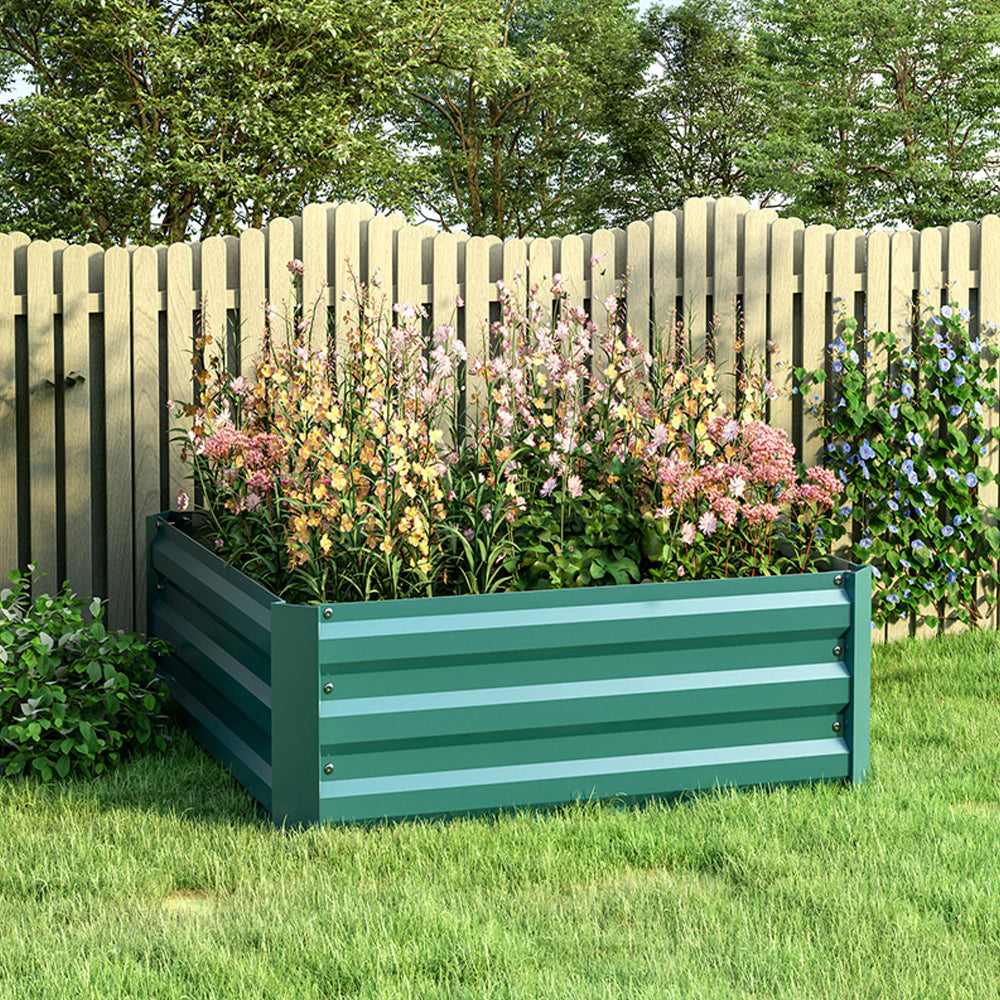 Galvanized Steel Square Raised Garden Bed Planter Box