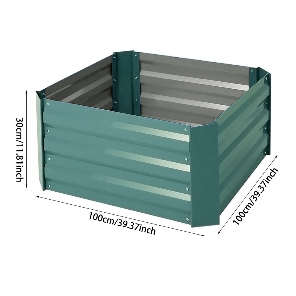 Galvanized Steel Square Raised Garden Bed Planter Box