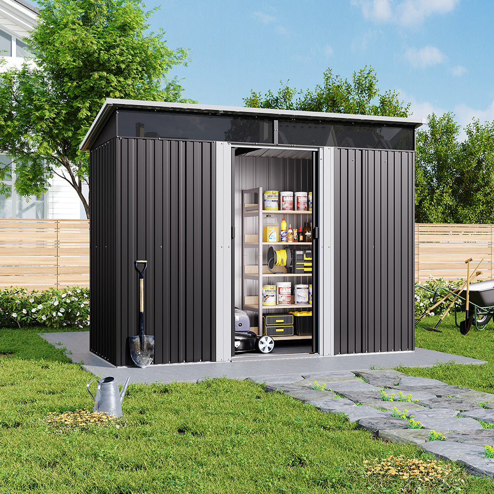 Garden Metal Storage Shed with Lockable Sliding Doors