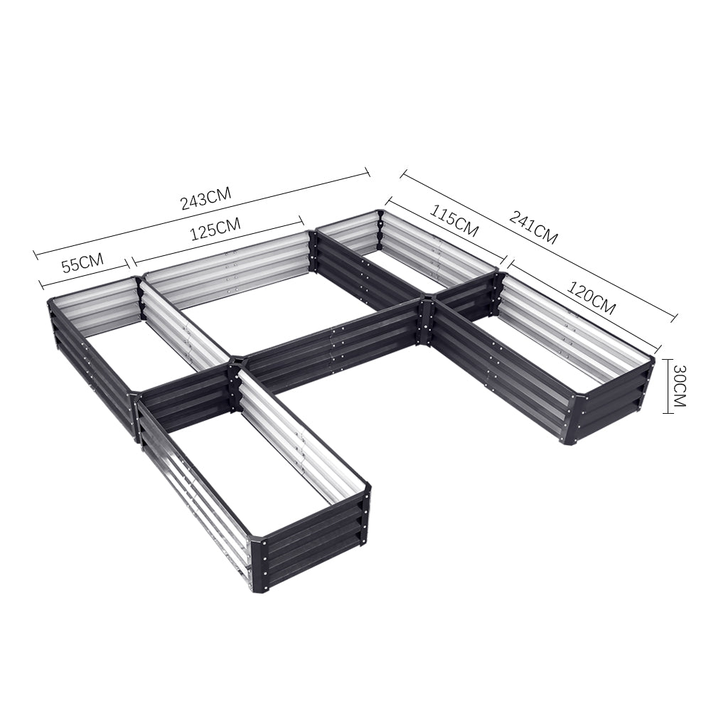 5 Compartments U-shaped Raised Garden Bed