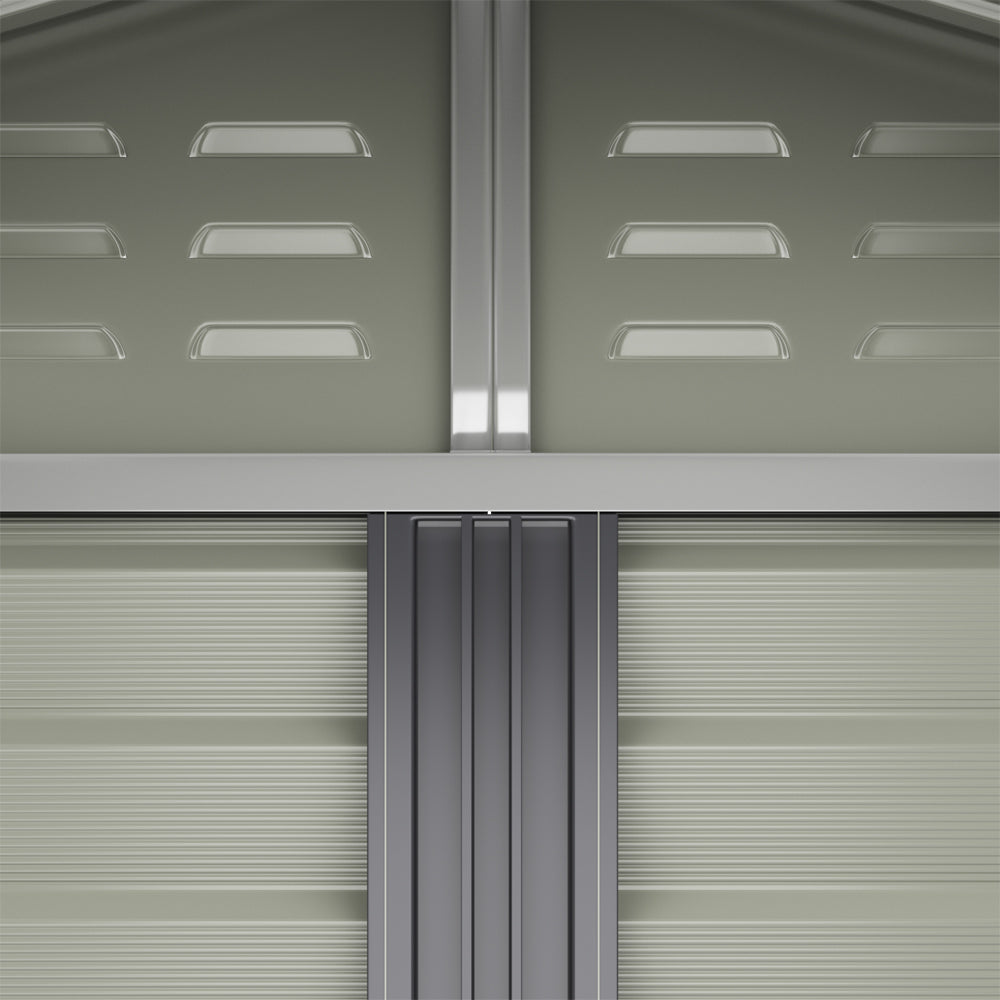 Charcoal Steel Tool Shed with Front Windows and Ventilation