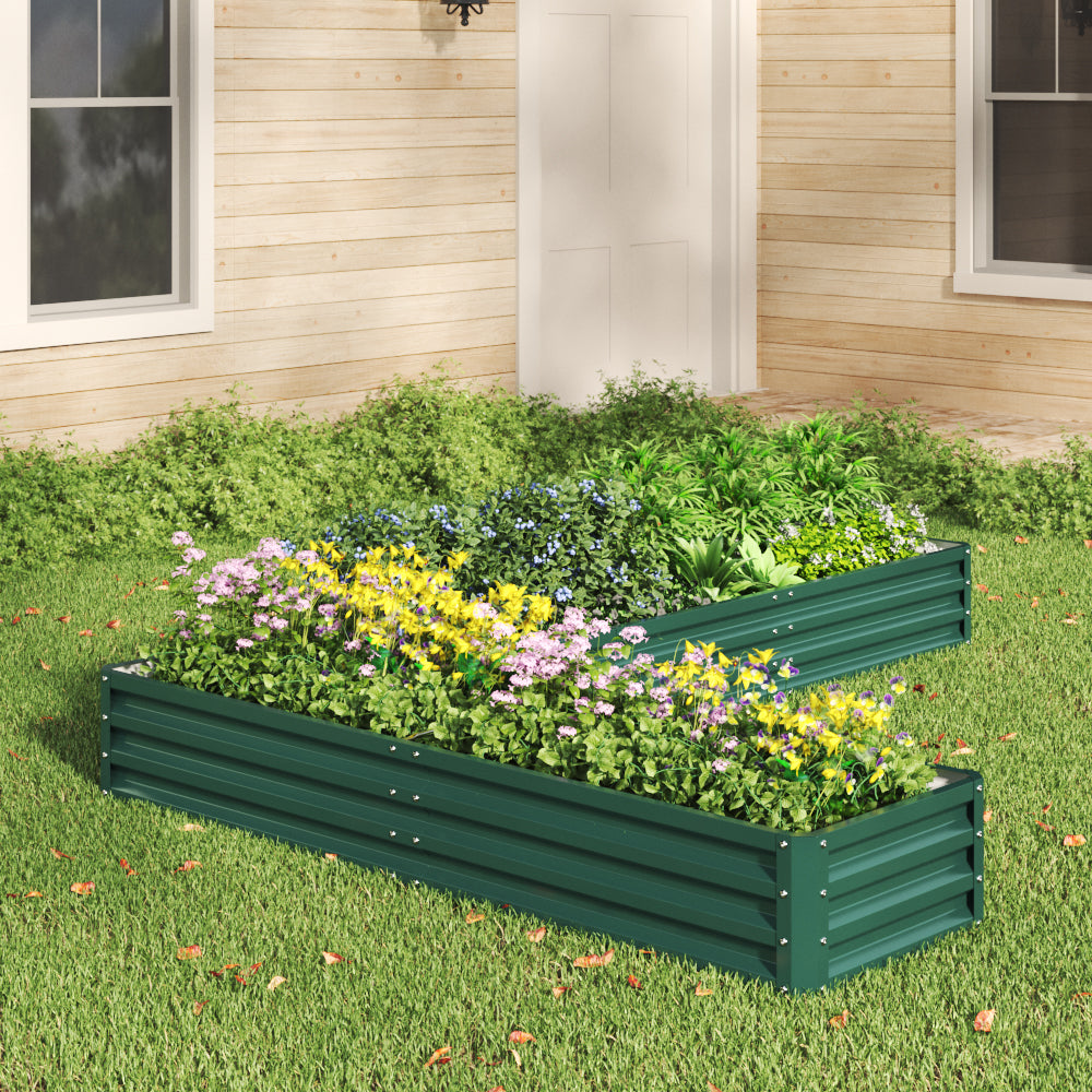 L-Shaped Galvanized Steel Raised Garden Bed