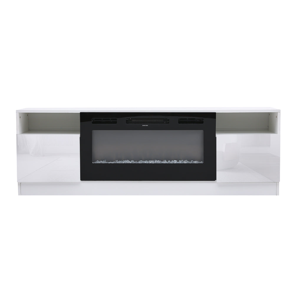 Recessed Electric Fireplace TV Stand with Closed Storage
