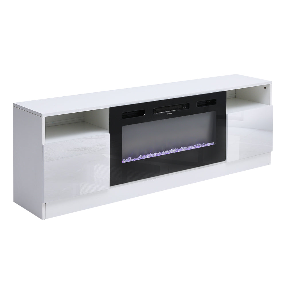 Recessed Electric Fireplace TV Stand with Closed Storage