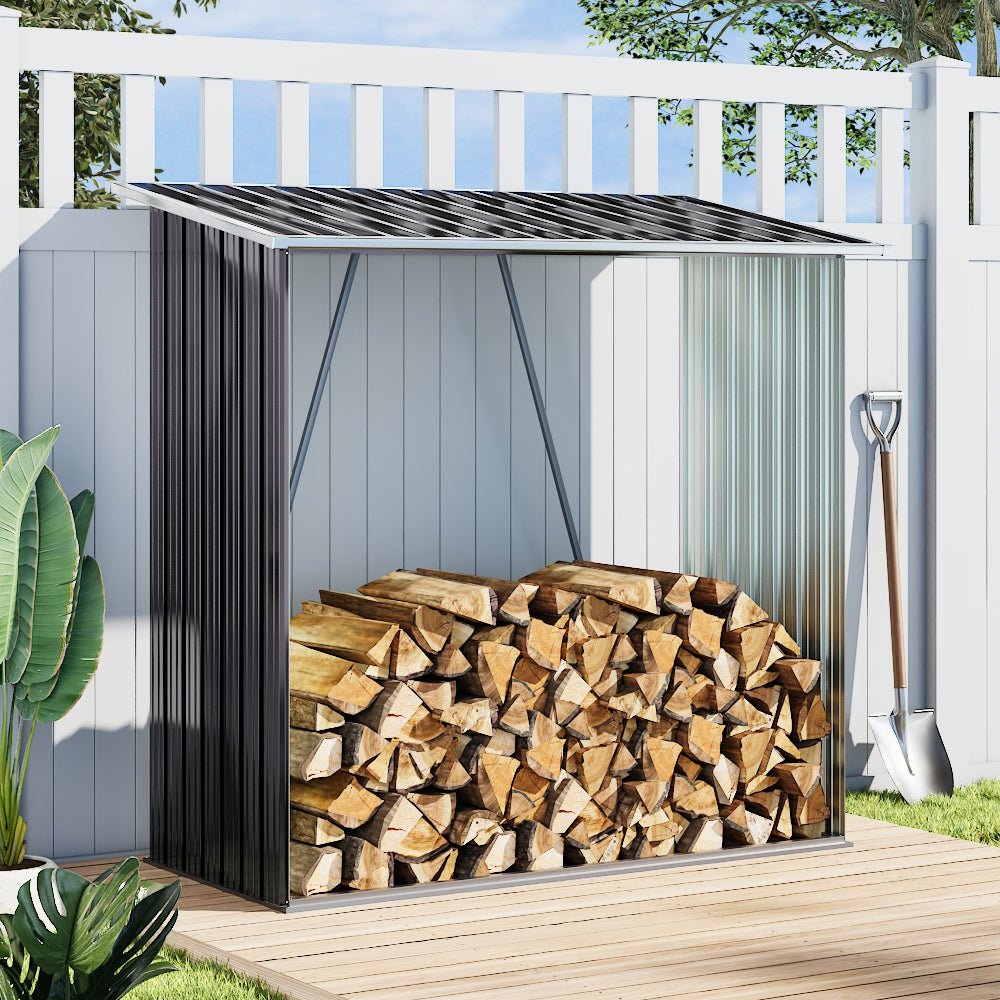 157CM Wide Steel Garden Firewood Log Storage Shed