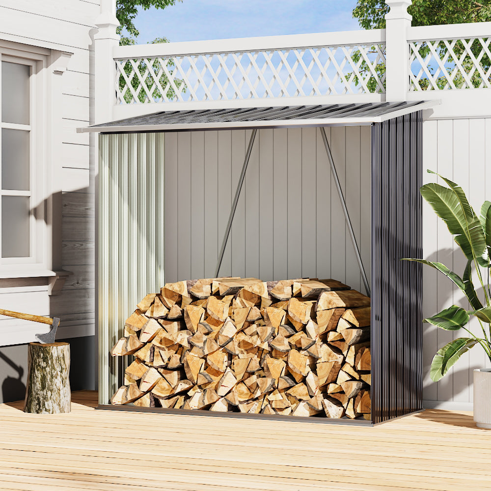 157CM Wide Steel Garden Firewood Log Storage Shed