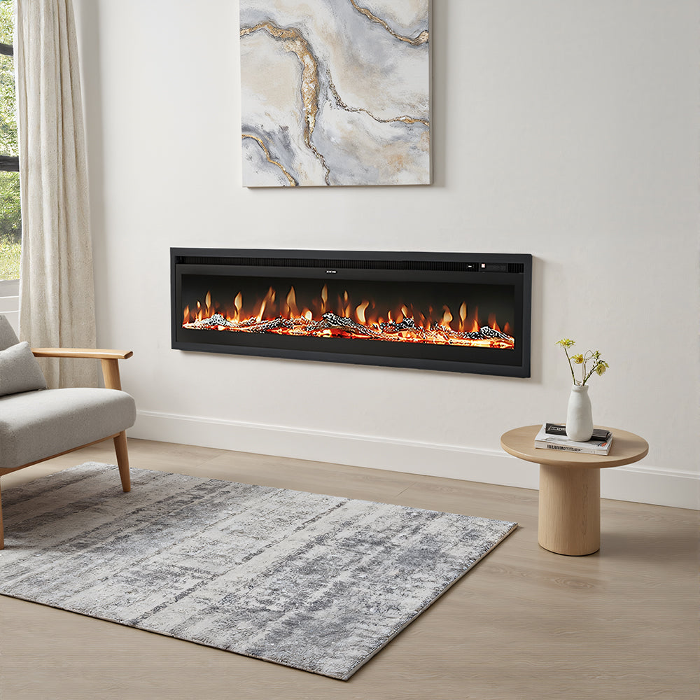 70/80 Inch Electric Fireplace with Remote 9 Flame Colours Freestanding Fireplaces