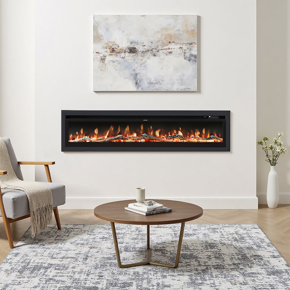 70/80 Inch Electric Fireplace with Remote 9 Flame Colours Freestanding Fireplaces