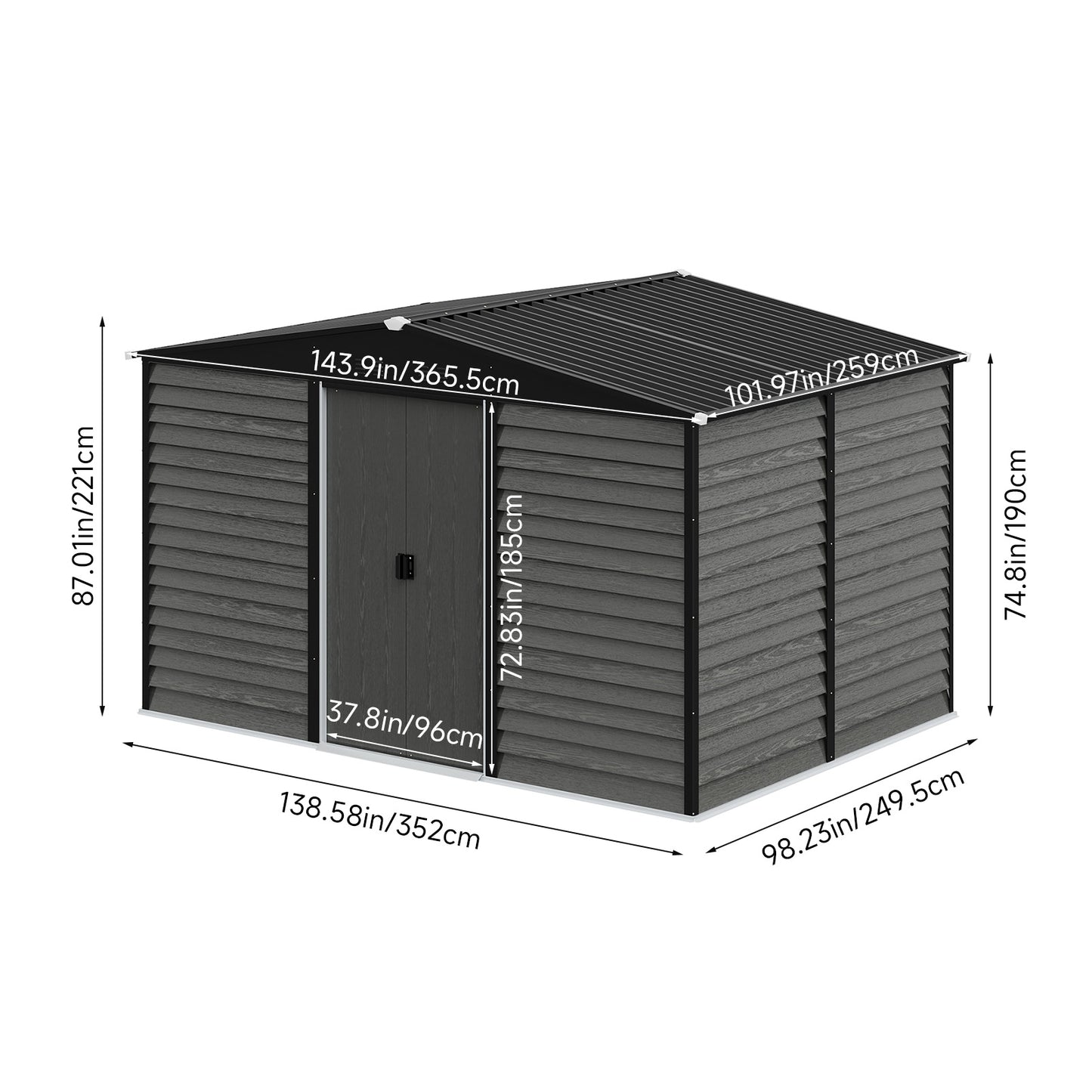 12 x 8FT Outdoor Garden Storage Shed