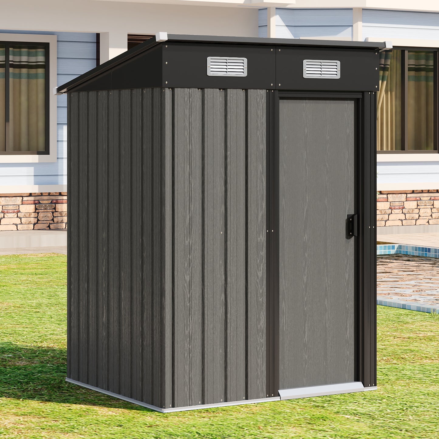 4 x 4FT Outdoor Metal Garden Storage Shed