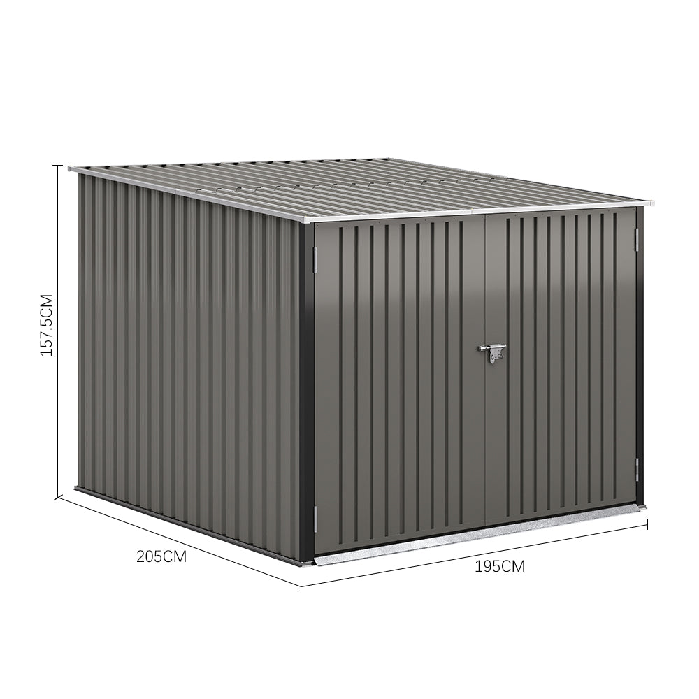195CM Wide Steel Garden Bike Shed Bicycle Storage Shed