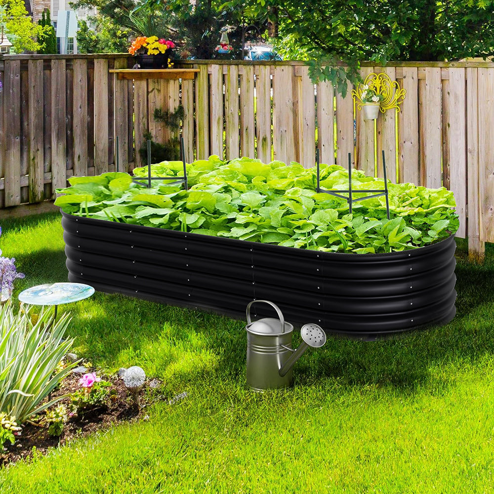 42CM Height Anthracite Galvanized Steel Oval Raised Garden Bed