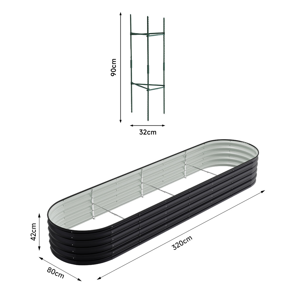 42CM Height Anthracite Galvanized Steel Oval Raised Garden Bed