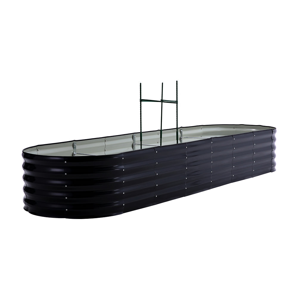 42CM Height Anthracite Galvanized Steel Oval Raised Garden Bed