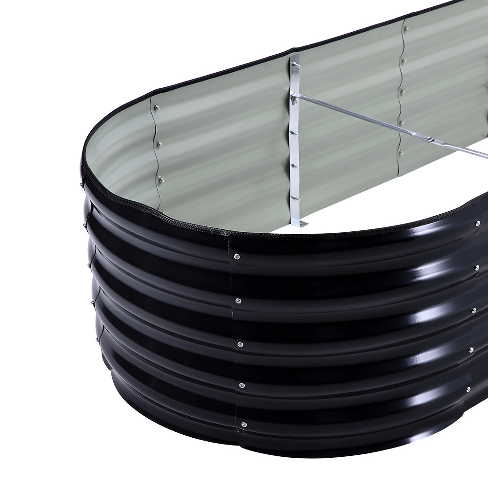 42CM Height Anthracite Galvanized Steel Oval Raised Garden Bed
