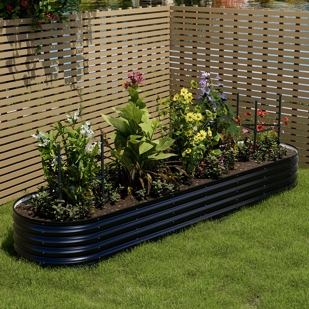 42CM Height Anthracite Galvanized Steel Oval Raised Garden Bed