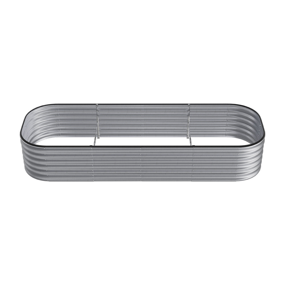 42CM Height Silver Galvanized Steel Oval Raised Garden Bed