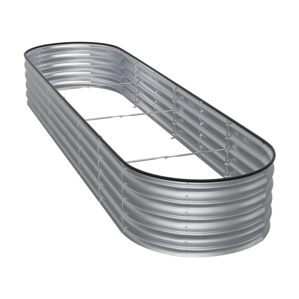 42CM Height Silver Galvanized Steel Oval Raised Garden Bed