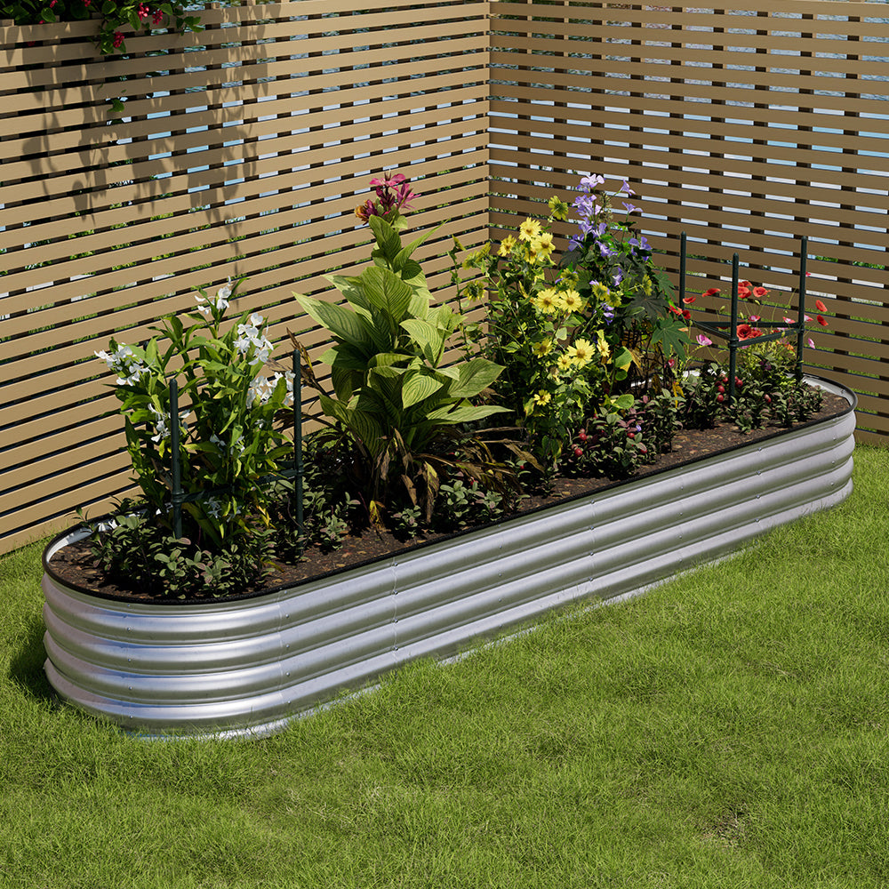 42CM Height Silver Galvanized Steel Oval Raised Garden Bed