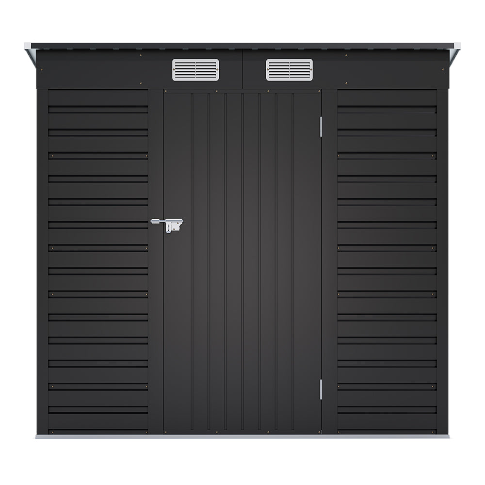 Charcoal Black/Grey 193CM Wide Metal Garden Storage Shed with Lockable Door