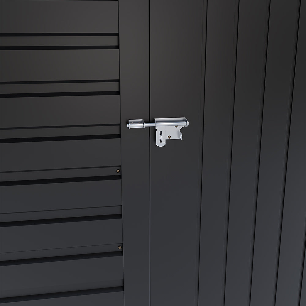 Charcoal Black/Grey 193CM Wide Metal Garden Storage Shed with Lockable Door
