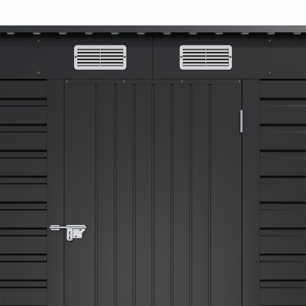Charcoal Black/Grey 193CM Wide Metal Garden Storage Shed with Lockable Door