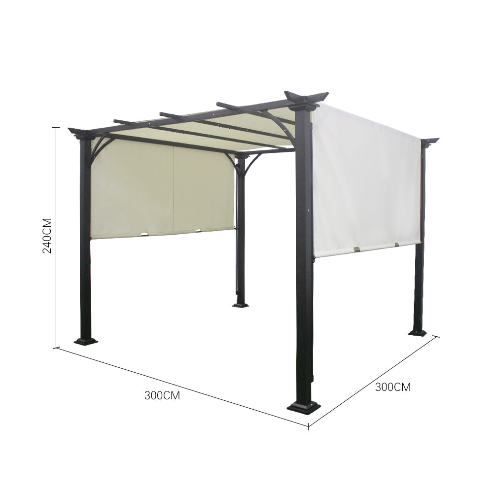 240CM Height Square Garden Pergola with Retractable Canopy