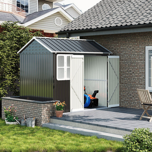 6*8ftMetal Apex Roof Garden Shed