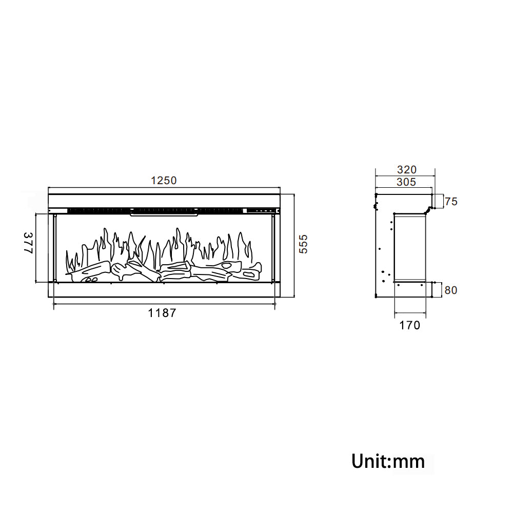50 inch 3-Sided Smart Electric Fireplace
