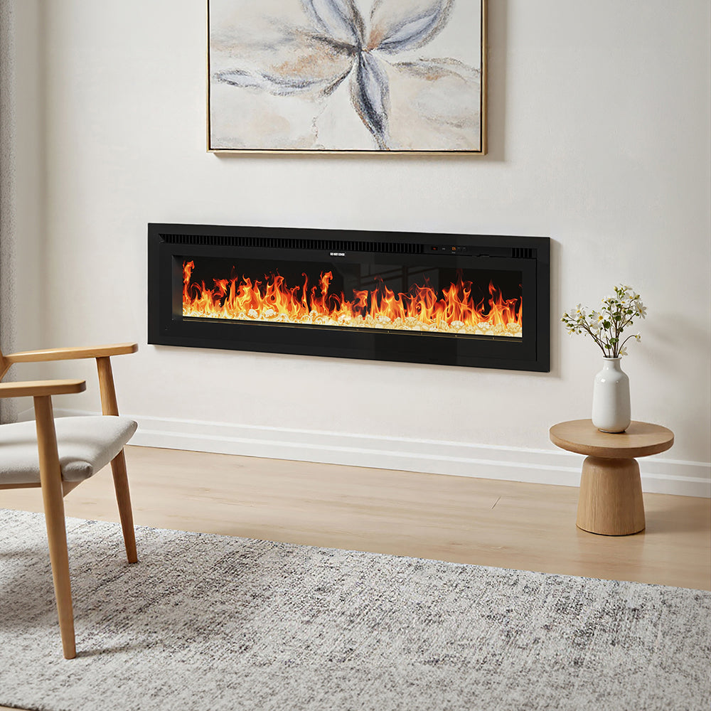 50 Inch Electrical Fireplace with 12 Vibrant Flame Colours, Adjustable Heating Modes