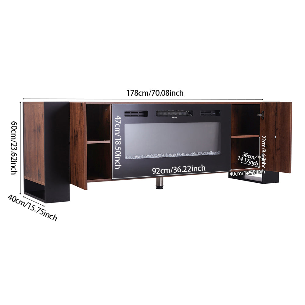 Recessed Electric Fireplace TV Stand with Remote Control