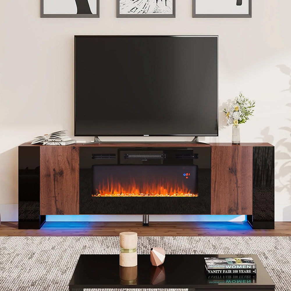Recessed Electric Fireplace TV Stand with Remote Control