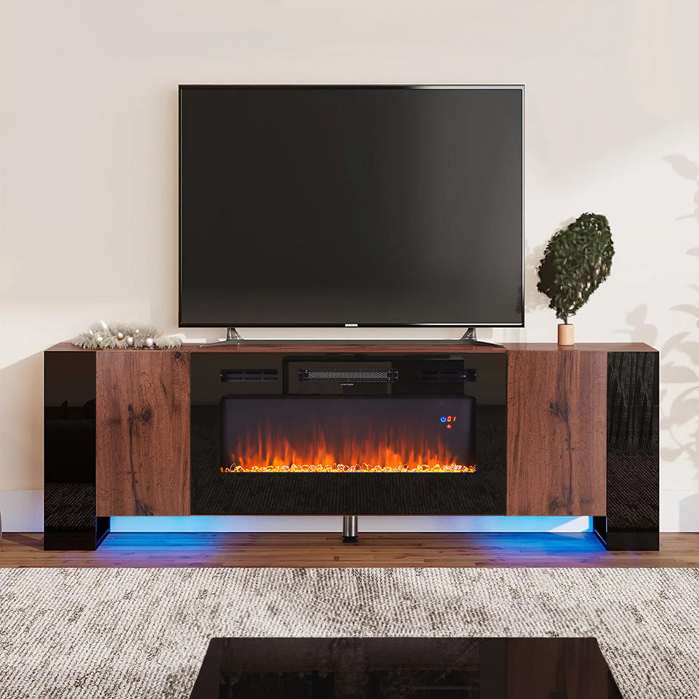 Recessed Electric Fireplace TV Stand with Remote Control