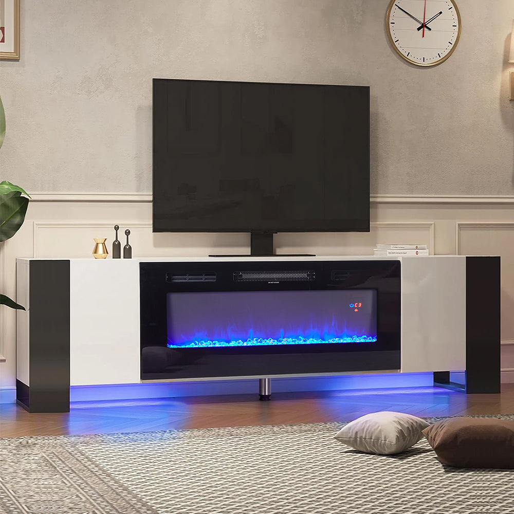 Recessed Electric Fireplace TV Stand with Remote Control