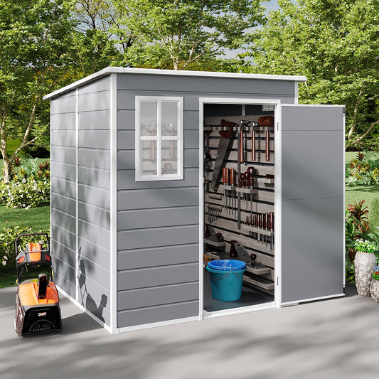 6 x 6FT Durable PP Storage Shed with Pent Roof