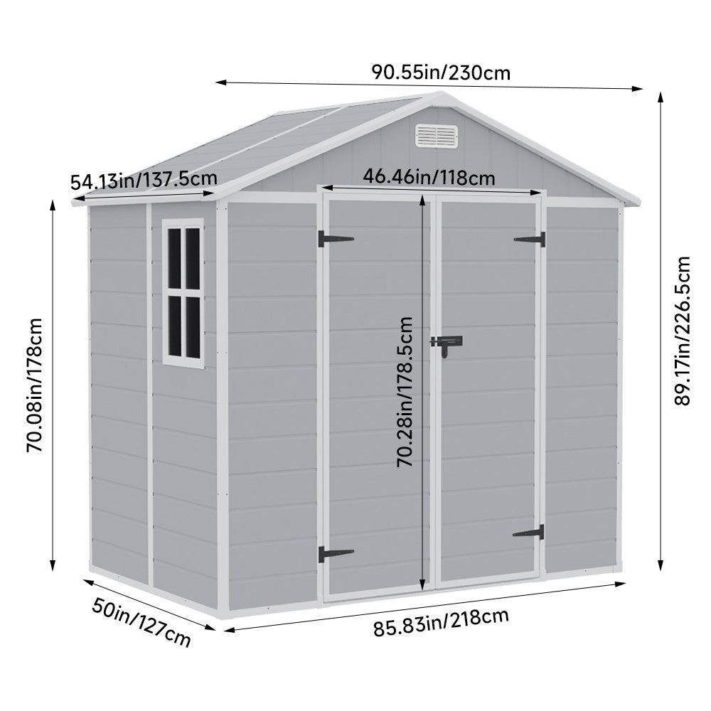 8x4ft Garden PP Tool Shed Outdoor Patio Storage House