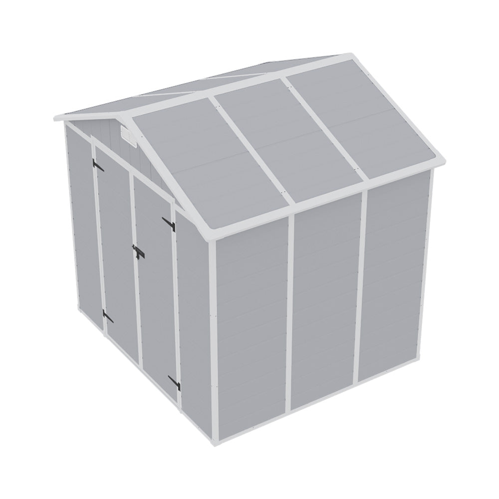 8x6ft Outdoor Apex Roof Plastic Tool Shed with Dual-door